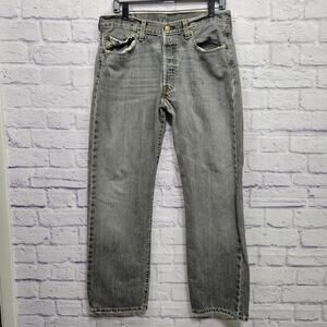 Levis Gray Button Fly Jeans Mens 33x30 Mexico Distressed VTG Skater Classic